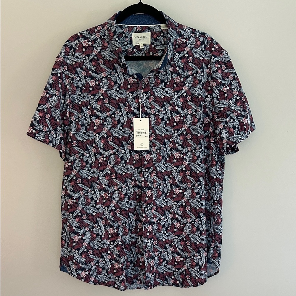 Con.Struck Slim Fit Mens Floral Short Sleeve Shirt NWT